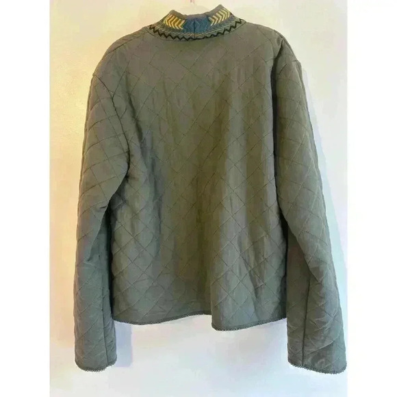 Tribal Jeans Embroidered Quilted Green Boho Cabincore Open Jacket Size Small - Picture 4 of 7